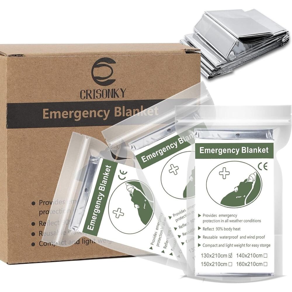 12 Pack Emergency Mylar Thermal Blankets for Outdoors, Thermal Foil Blanket